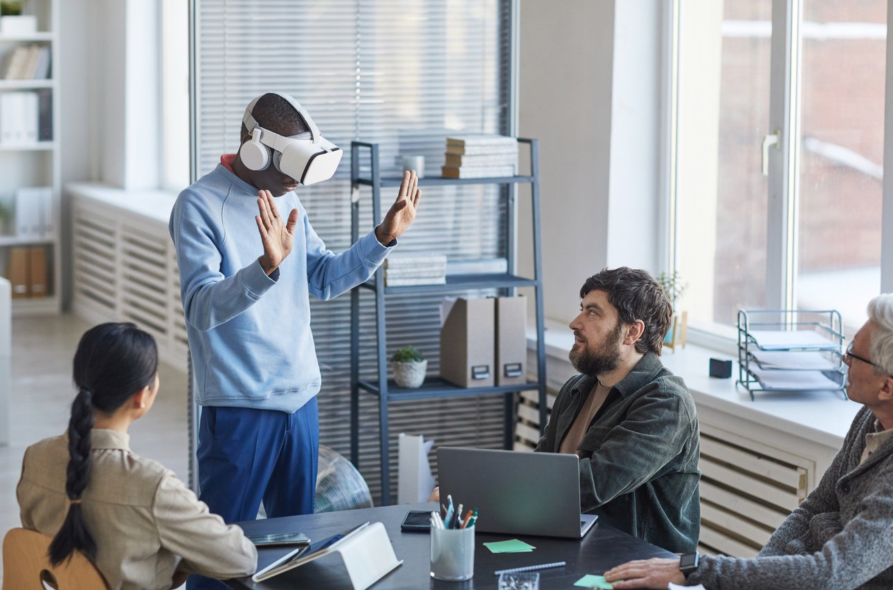 People Testing VR Software in Office